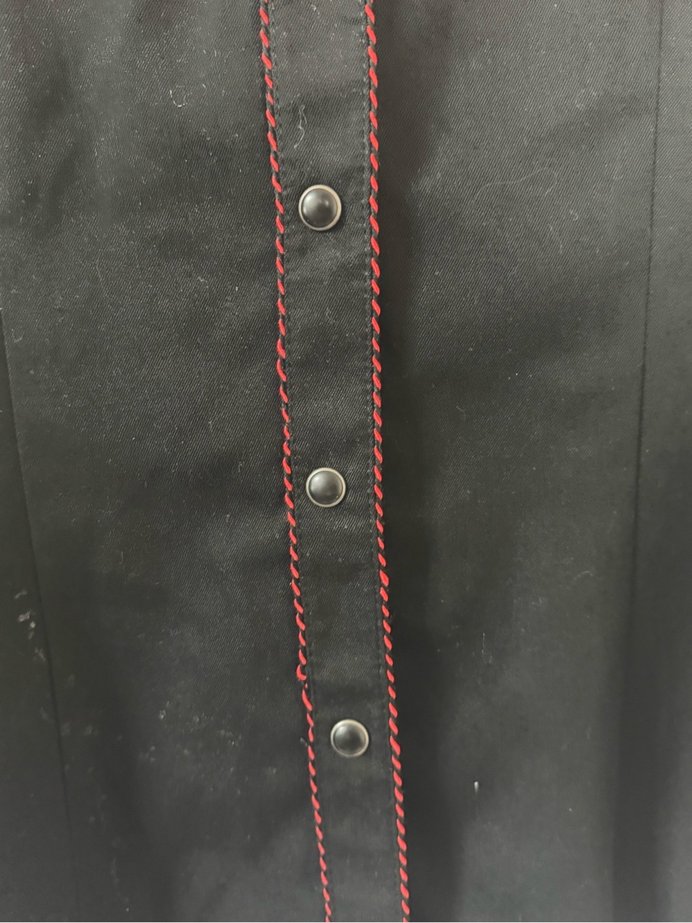 Black Western Shirt with Red Embroidered Yoke - Picture 2 of 8